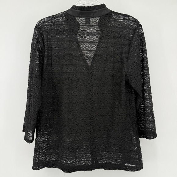ALFANI Lace Short Button Up Kimono Women's Large Black Whimsigoth Goth Witchy - Picture 10 of 12